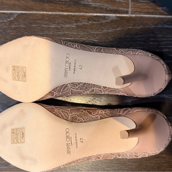 Jimmy Choo Agnes Lace Heels in Tan - Picture 6 of 10